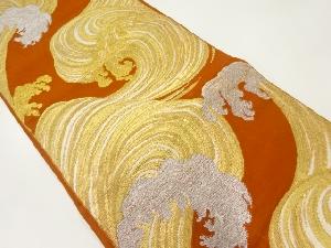 アンティーク　荒波模様織出し袋帯（着用可）